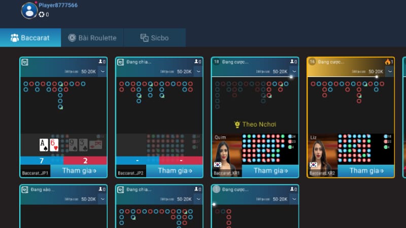 Baccarat tại Live Casino Won88