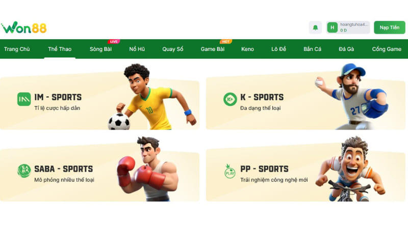 Giới thiệu sảnh thể thao Won88
