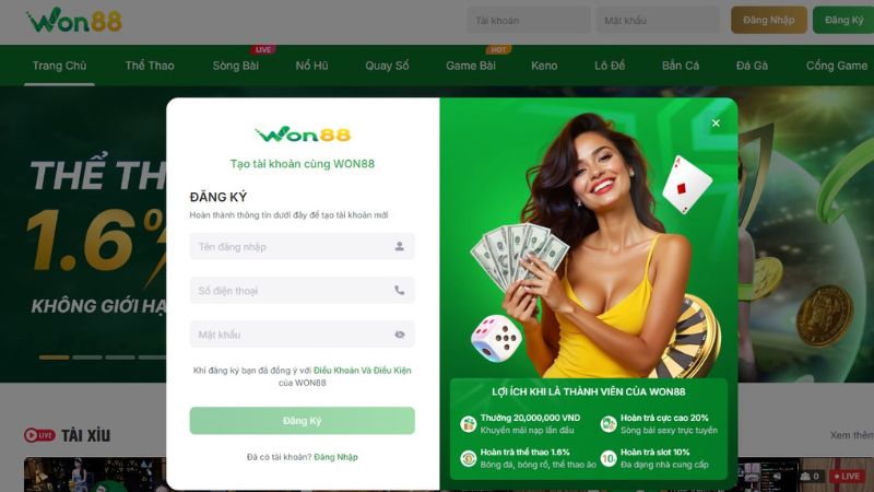Câu hỏi thường gặp Won88 về đăng ký tài khoản