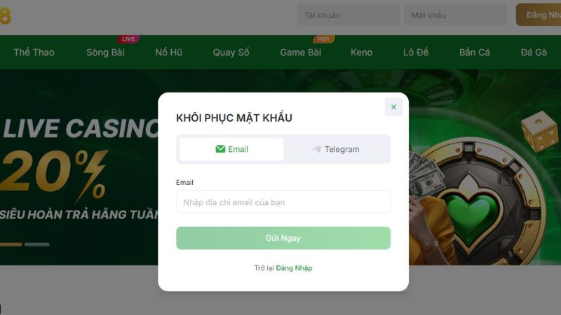 Cách khắc phục lỗi quên mật khẩu khi đăng nhập Won88