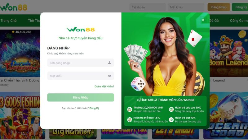 Hướng dẫn đăng nhập Won88