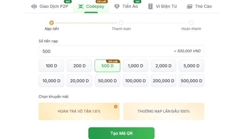 Hướng dẫn Won88 về cách nạp tiền